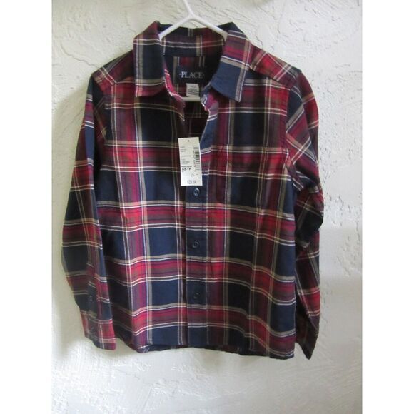 The Children's Place Other - Childrens Place Long Sleeve Button Down Pocket Dress Shirt‎ Plaid Size 4